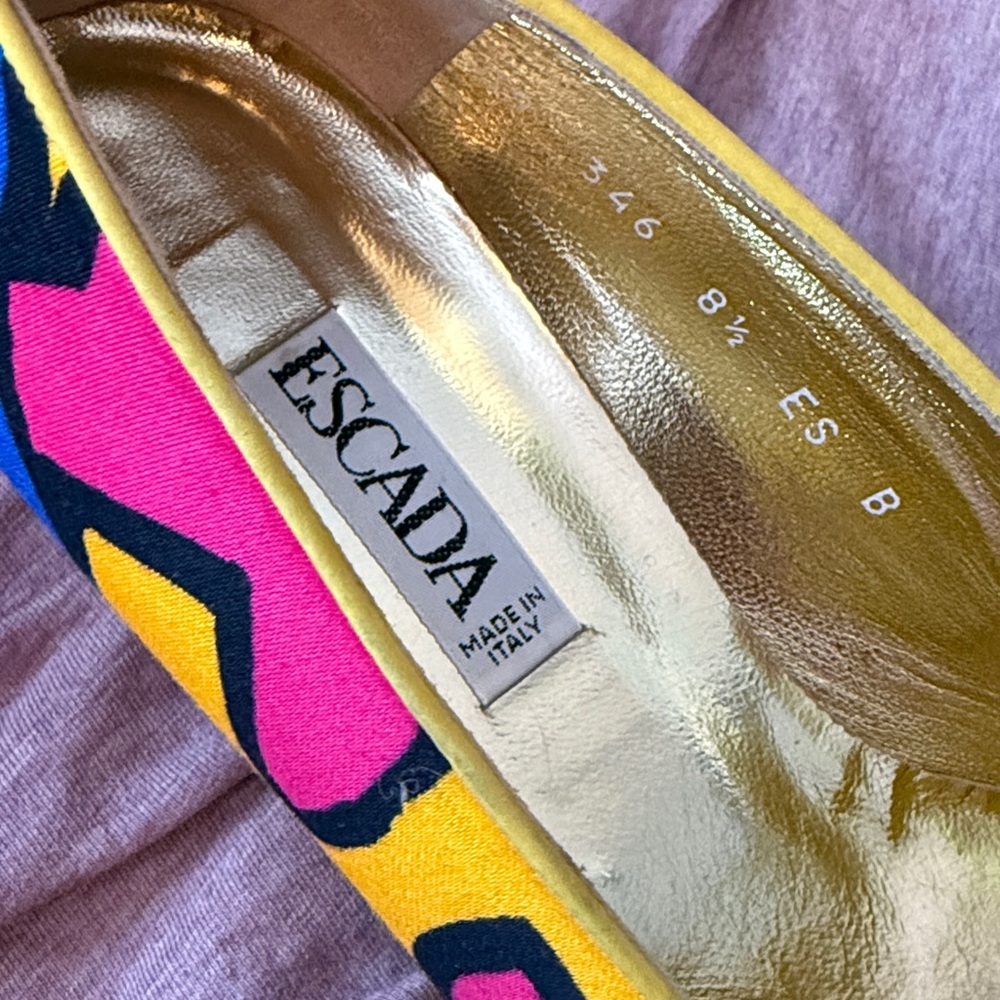 Escada Multicolor Artistic low heel shoes-‎ vintage from the 80’s- retail 600 - Picture 5 of 5